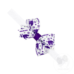 Mini Kansas State Logo Print Hair Bow on Baby Band