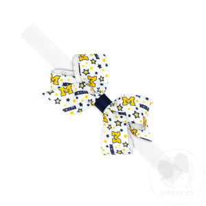 Mini Michigan Logo Print Hair Bow on Baby Band