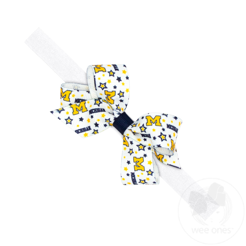 Mini Michigan Logo Print Hair Bow on Baby Band