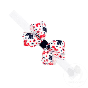 Mini Ole Miss Logo Print Hair Bow on Baby Band