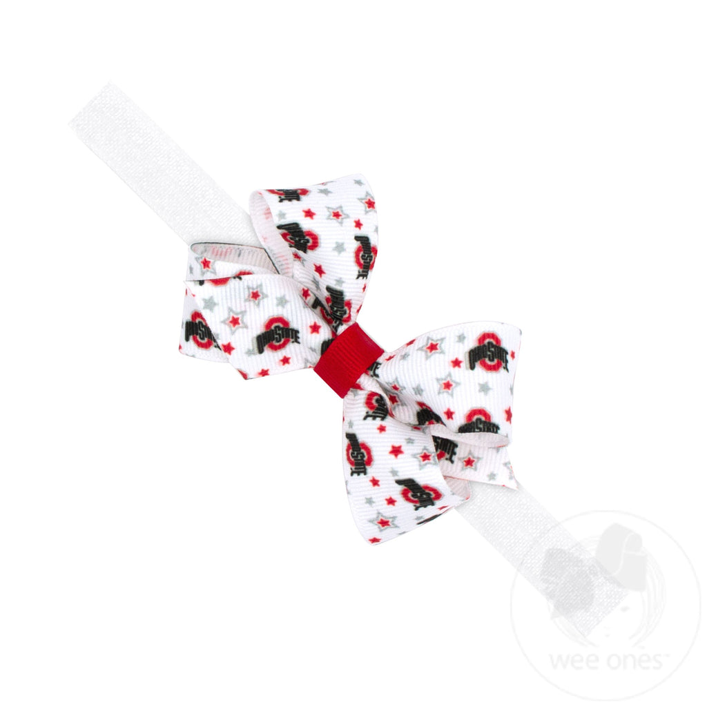 Mini Ohio State Logo Print Hair Bow on Baby Band