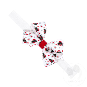 Mini Ohio State Logo Print Hair Bow on Baby Band