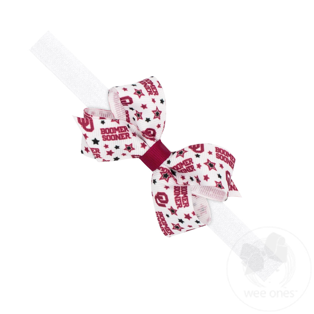 Mini Oklahoma Logo Print Hair Bow on Baby Band