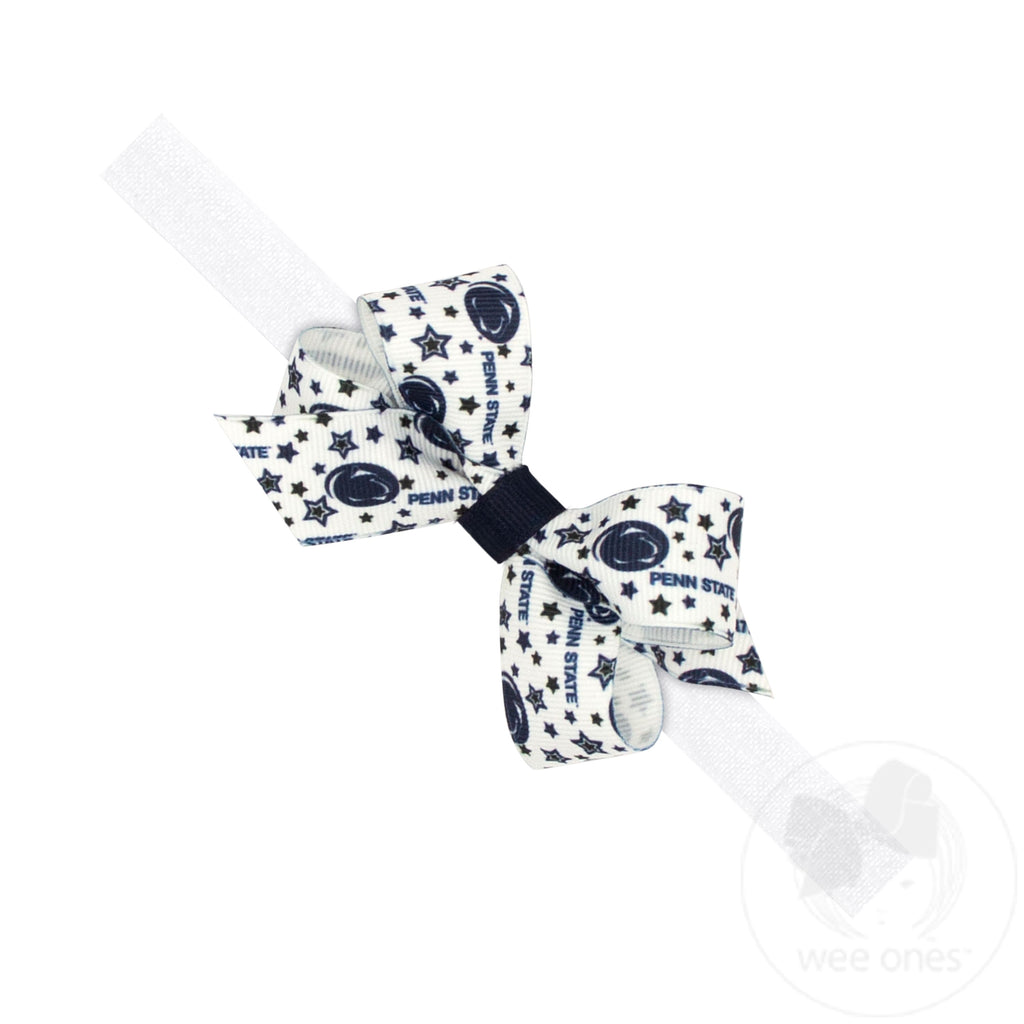 Mini Signature Collegiate Logo Print Grosgrain Hair Bow on Elastic Baby Band