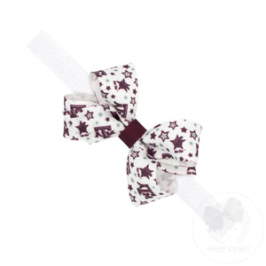Mini Texas A&M Logo Print Hair Bow on Baby Band