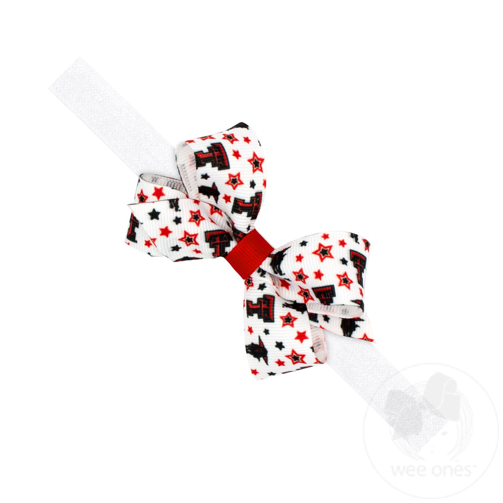 Mini Texas Tech Logo Print Hair Bow on Baby Band