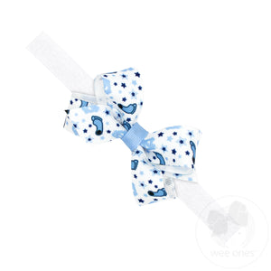 Mini North Carolina Logo Print Hair Bow on Baby Band