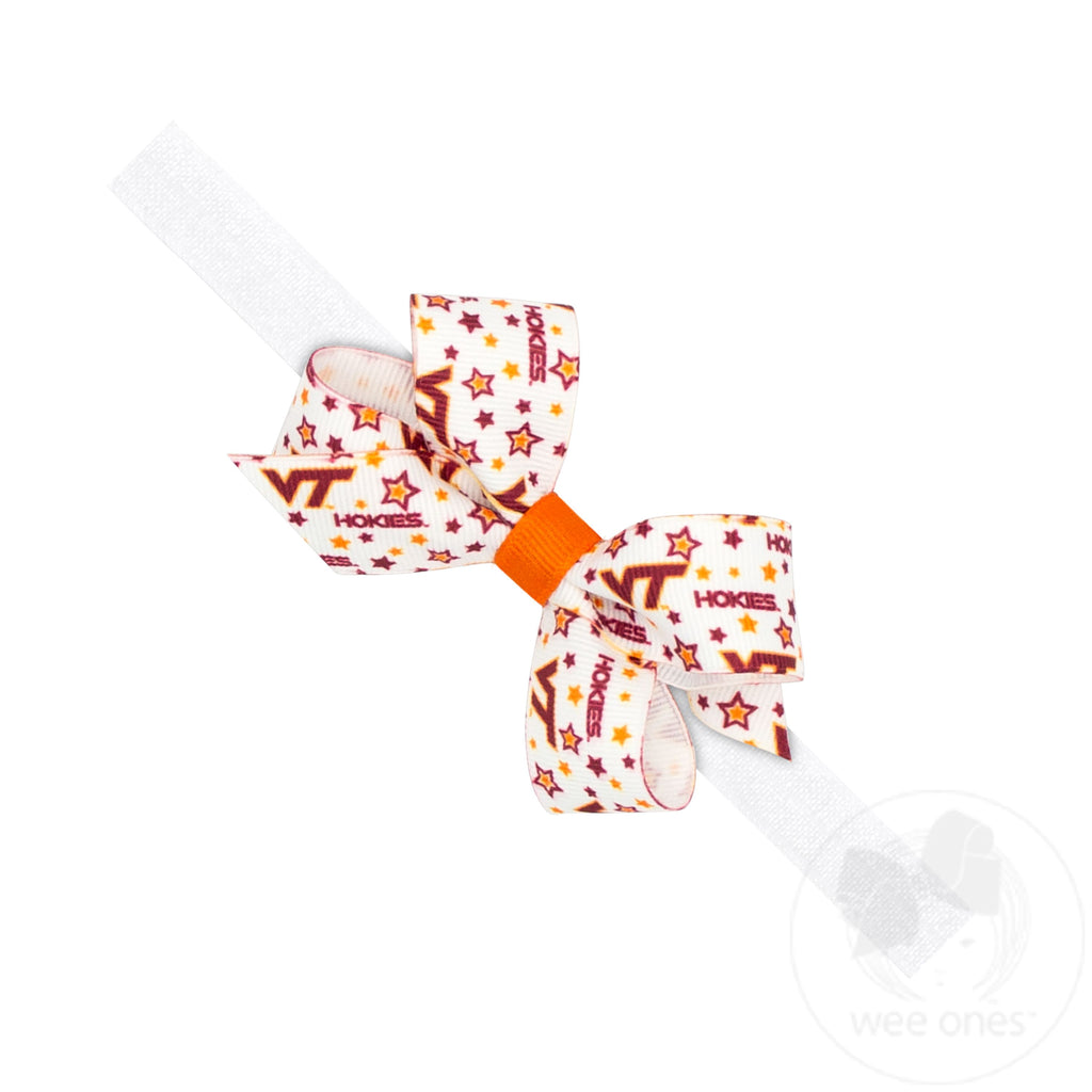 Mini Virginia Tech Logo Print Hair Bow on Baby Band