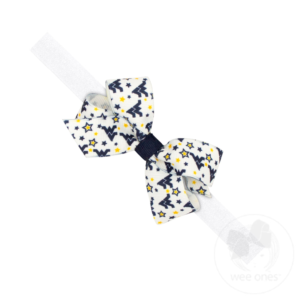 Mini West Virginia Logo Print Hair Bow on Baby Band