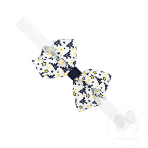 Mini West Virginia Logo Print Hair Bow on Baby Band