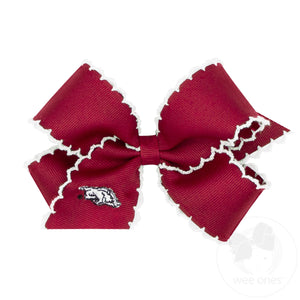 Medium Arkansas Moonstitch Embroidered Hair Bow