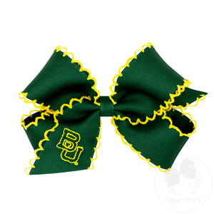 Medium Grosgrain Hair Bow with Moonstitch Edge and Embroidered Collegiate Logo