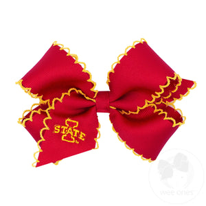 Medium Grosgrain Hair Bow with Moonstitch Edge and Embroidered Collegiate Logo