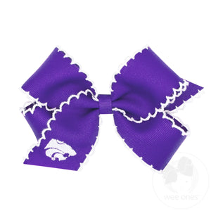Medium Grosgrain Hair Bow with Moonstitch Edge and Embroidered Collegiate Logo