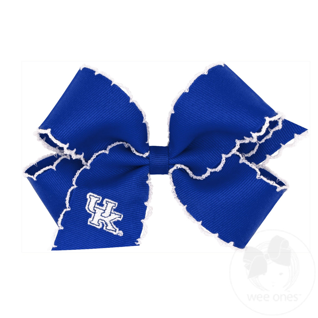 Medium Grosgrain Hair Bow with Moonstitch Edge and Embroidered Collegiate Logo