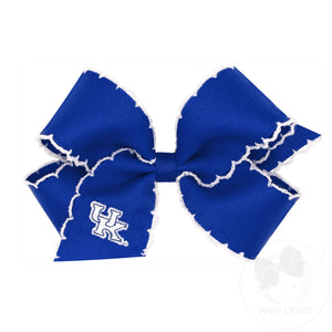 Medium Grosgrain Hair Bow with Moonstitch Edge and Embroidered Collegiate Logo