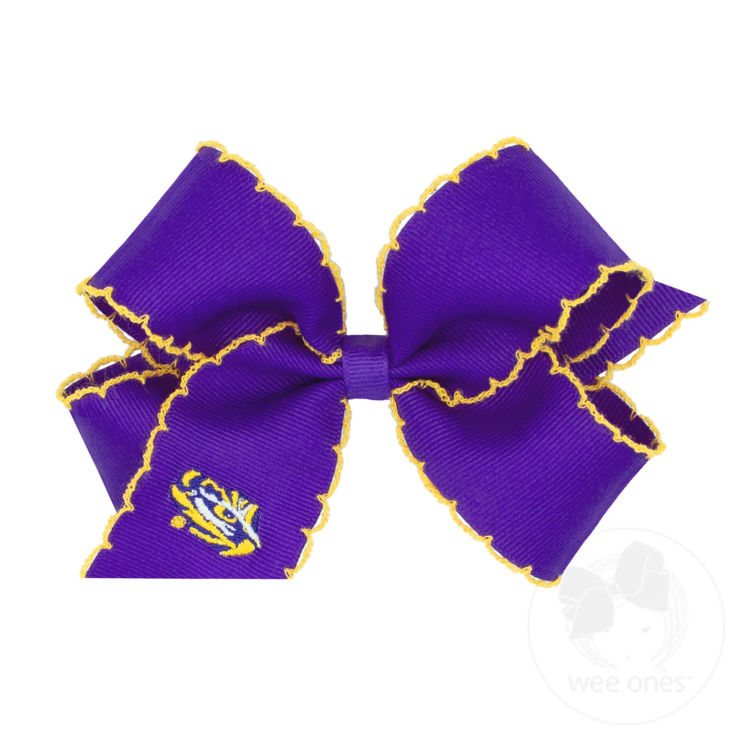 Medium Louisiana State Moonstitch Embroidered Hair Bow