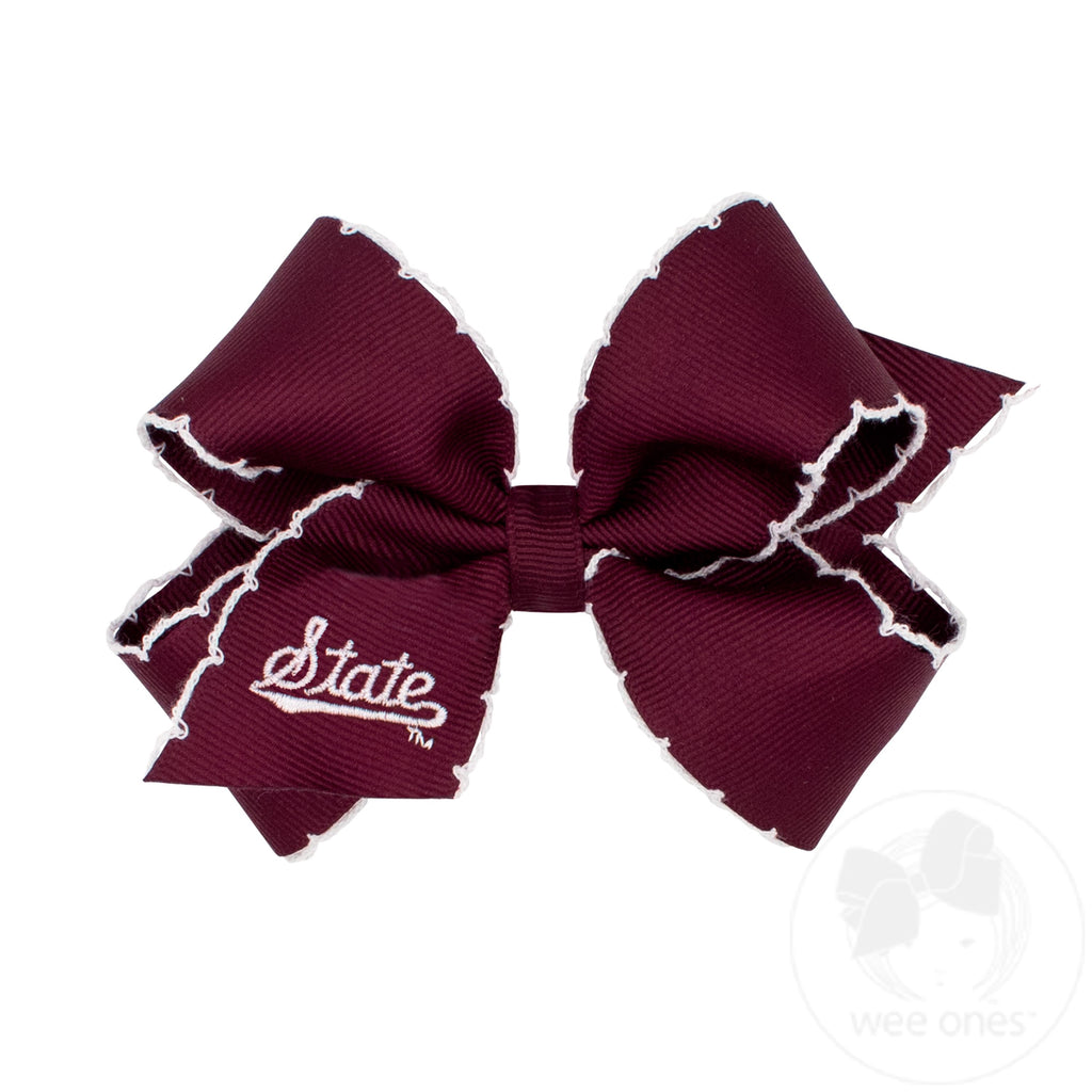 Medium Mississippi State Moonstitch Embroidered Hair Bow