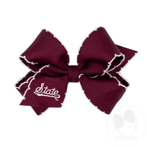 Medium Mississippi State Moonstitch Embroidered Hair Bow
