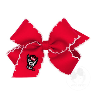Medium Grosgrain Hair Bow with Moonstitch Edge and Embroidered Collegiate Logo