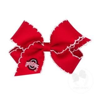 Medium Grosgrain Hair Bow with Moonstitch Edge and Embroidered Collegiate Logo