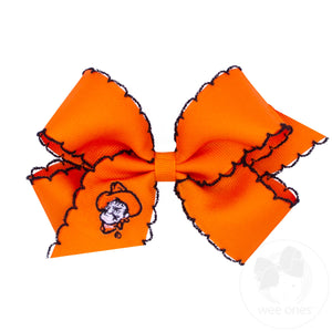 Medium Grosgrain Hair Bow with Moonstitch Edge and Embroidered Collegiate Logo