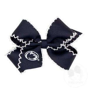 Medium Grosgrain Hair Bow with Moonstitch Edge and Embroidered Collegiate Logo