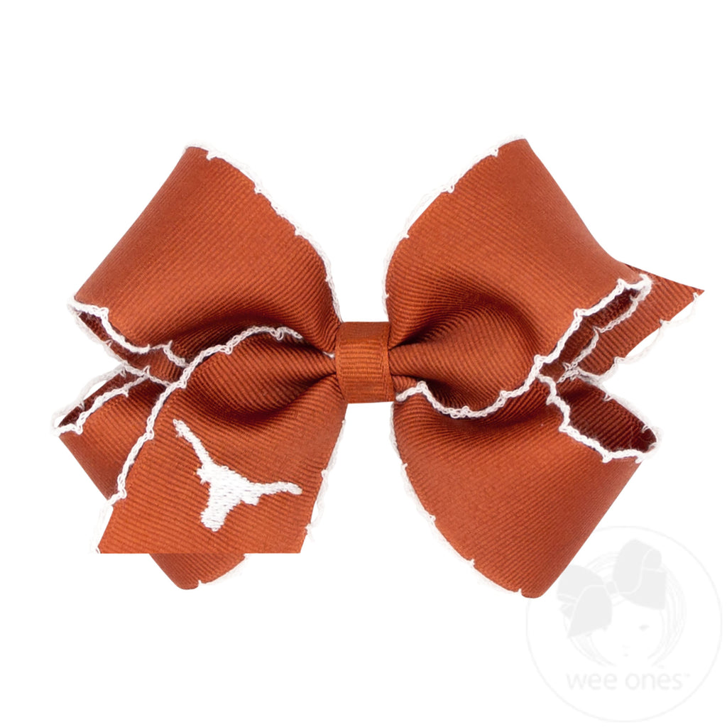 Medium University of Texas Moonstitch Embroidered Hair Bow