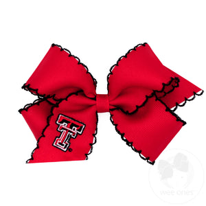 Medium Grosgrain Hair Bow with Moonstitch Edge and Embroidered Collegiate Logo