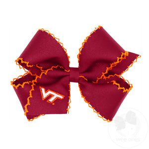 Medium Grosgrain Hair Bow with Moonstitch Edge and Embroidered Collegiate Logo