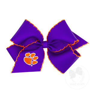 King Clemson Moonstitch Embroidered Hair Bow