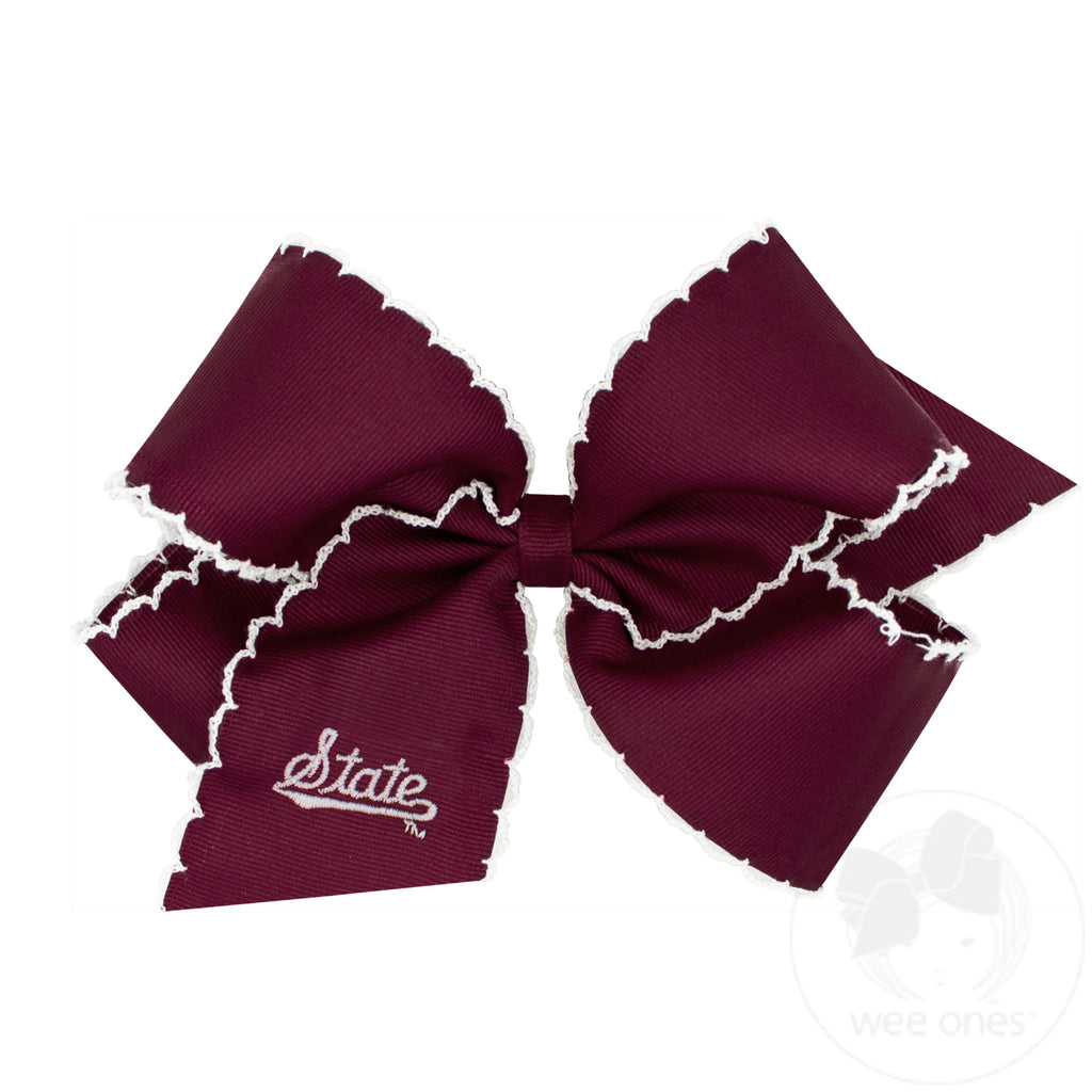 King Mississippi State Moonstitch Embroidered Hair Bow