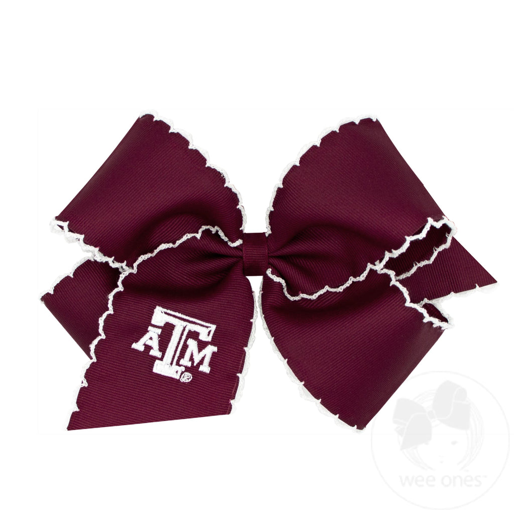 King Texas A&M Moonstitch Embroidered Hair Bow