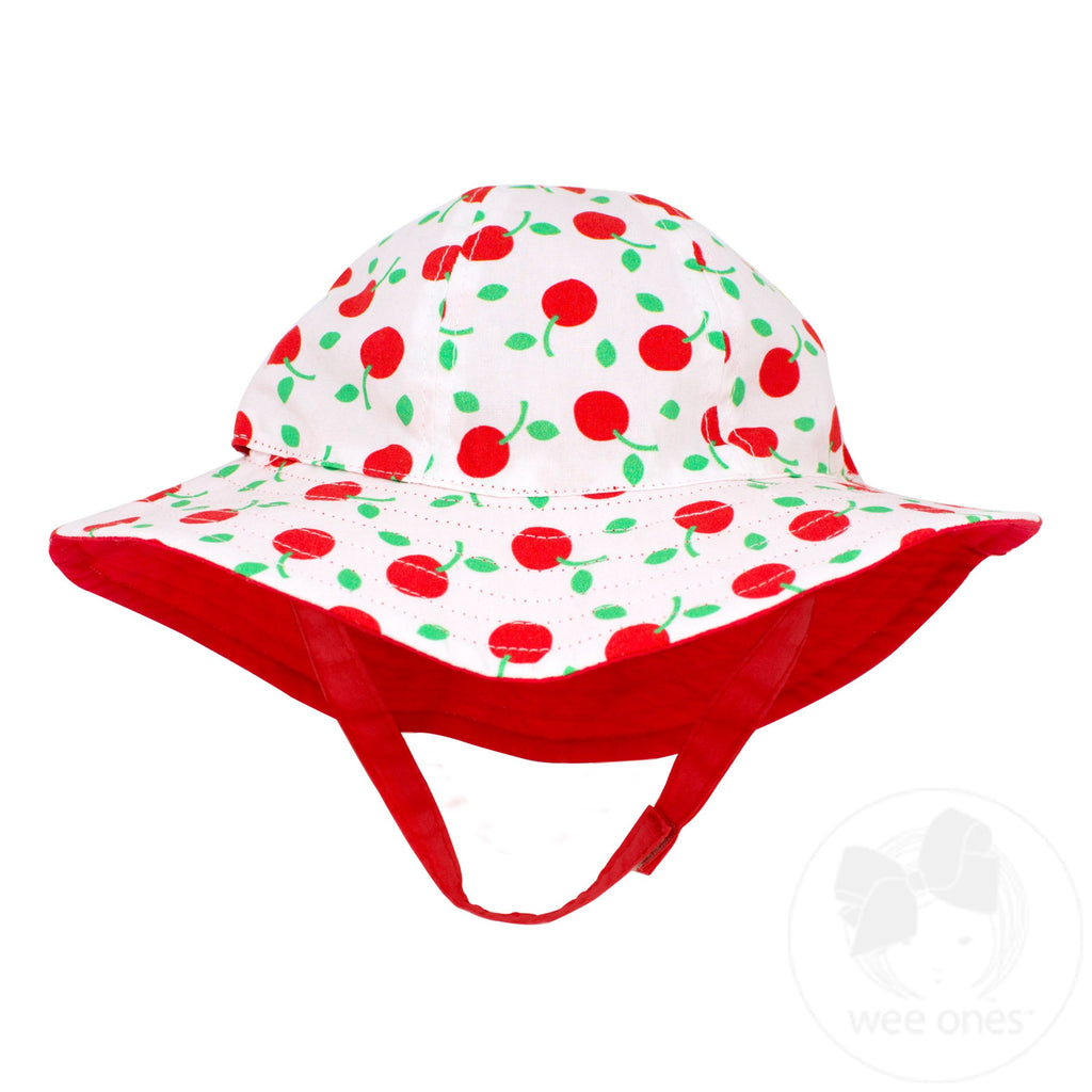 Reversible Floppy Brim Cherry Print Sun Hat