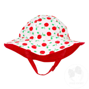Reversible Floppy Brim Cherry Print Sun Hat