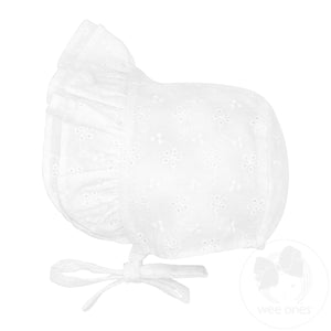 Cotton Poplin Ruffle Baby Bonnet