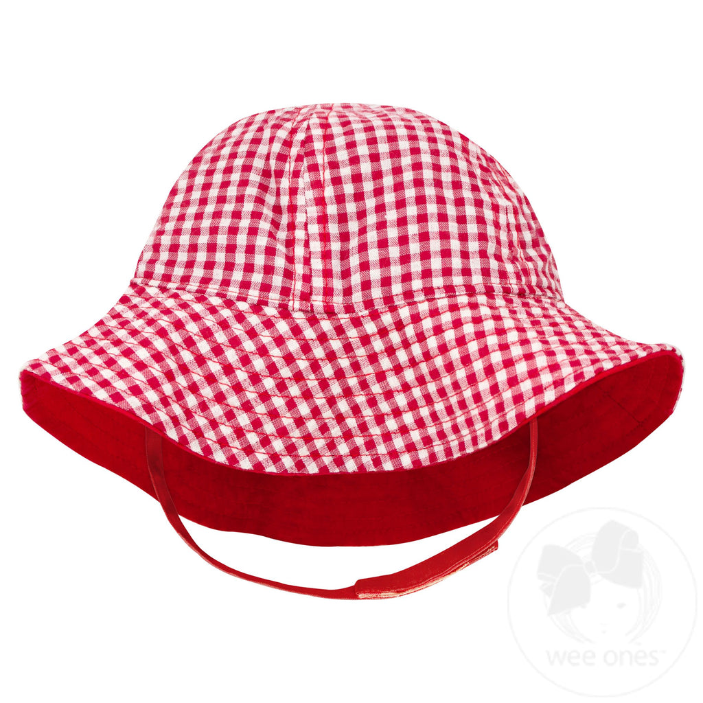 Girls Reversible Gingham Sun Hat