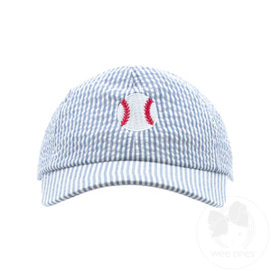 Boys Embroidered Baseball Seersucker Denim Ball Cap