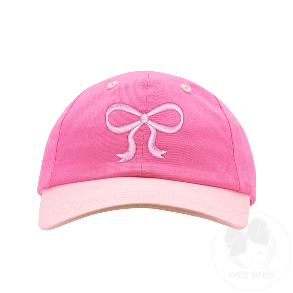 Girls Embroidered Hair Bow Cotton Twill Two-Tone Ball Cap