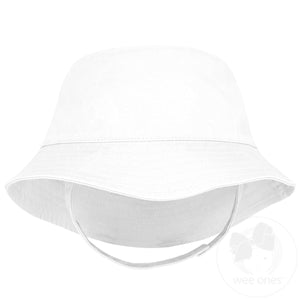 Cotton Twill Bucket Hat with Straps in White