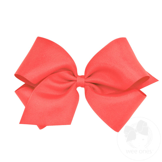 Wee Ones Girls’ Grosgrain Hair Bow – King Size Scalloped Edge With WeeStay No-Slip Clip, Cranberry