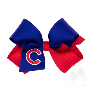 Medium Chicago Cubs Two-Tone Embroidered Hair Bow