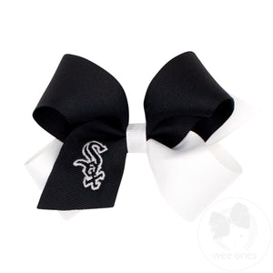 Medium Chicago White Sox Two-Tone Embroidered Hair Bow