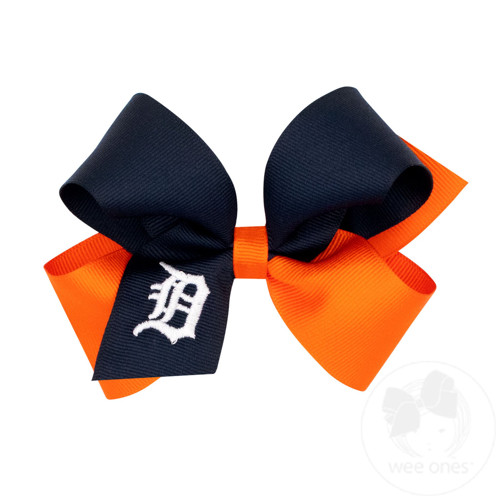 Medium Detroit Tigers Two-Tone Embroidered Hair Bow