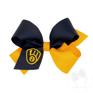 Medium Milwaukee Brewers Two-Tone Embroidered Hair Bow