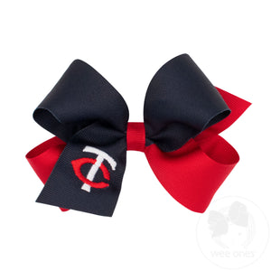 Medium Minnesota Twins Two-Tone Embroidered Hair Bow