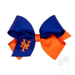Medium New York Mets Two-Tone Embroidered Hair Bow