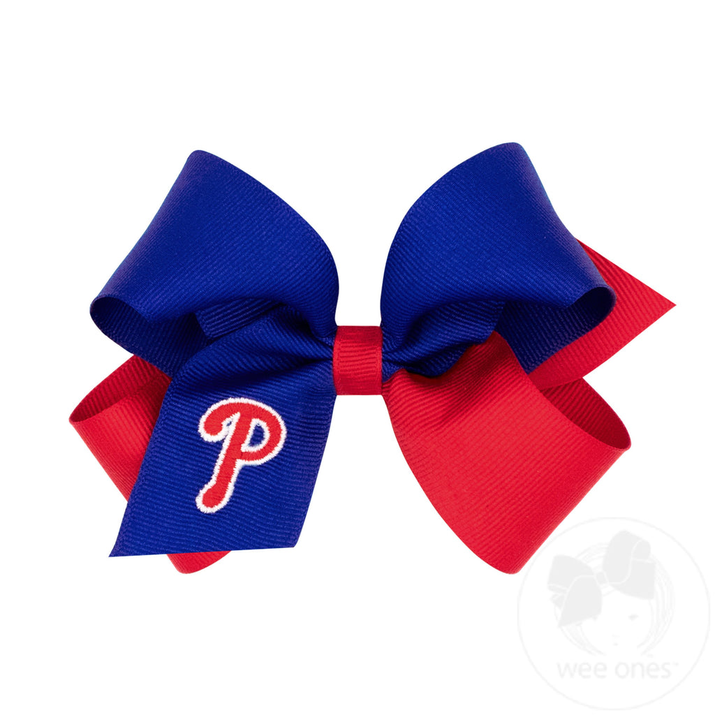 Medium Philadelphia Phillies Two-Tone Embroidered Hair Bow