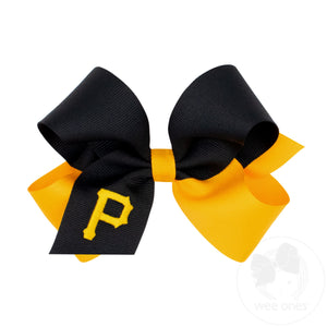Medium Pittsburgh Pirates Two-Tone Embroidered Hair Bow
