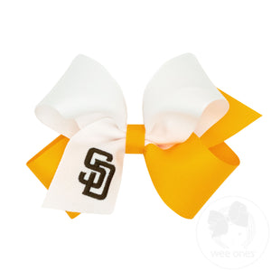 Medium San Diego Padres Two-Tone Embroidered Hair Bow